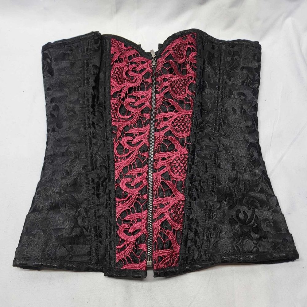 New Gorgeous Vampire Lace Black & Burgundy Corset - Picture 2 of 5